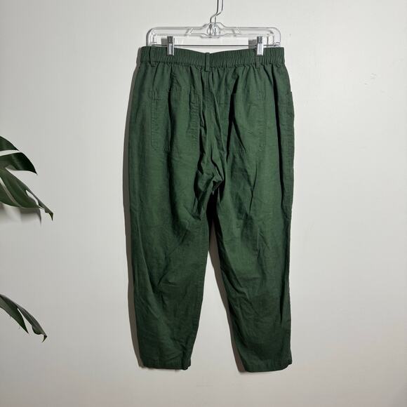 Lintico Linen Simple Button Fly Trouser HEIDI Women L Forest Green Coast Minimal - Picture 2 of 9